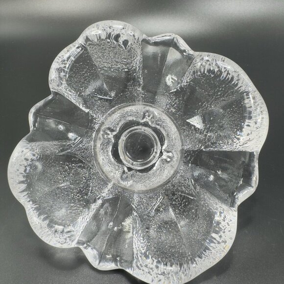 Orrefors Sweden Textured Scalloped Votive Candle Holder Clear Signed Glass VTG - Picture 2 of 15